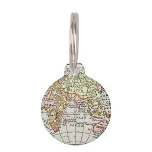 Placa Para Mascotas Mapa del hemisferio oriental de arte de viaje