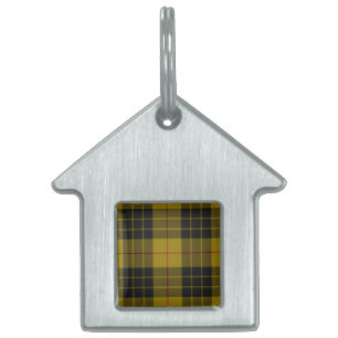 Placa Para Mascotas Maquillaje tartán amarillo chapa