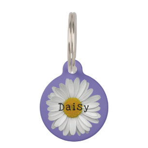 Placa Para Mascotas Marca Cute Daisy Flower Name Purple Pet ID Etiquet