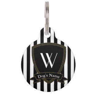 Placa Para Mascotas Marca de nombre monograma Banda negra
