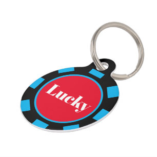 Placa Para Mascotas Marcador de chip de póquer de suerte marca de iden