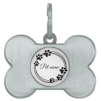 Placa Para Mascotas Marco de Huella de Pata Minimalista Personalizado