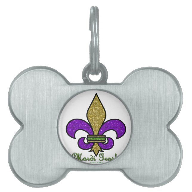 Placa Para Mascotas Mardi Gras Fleur De Lis (Frente)