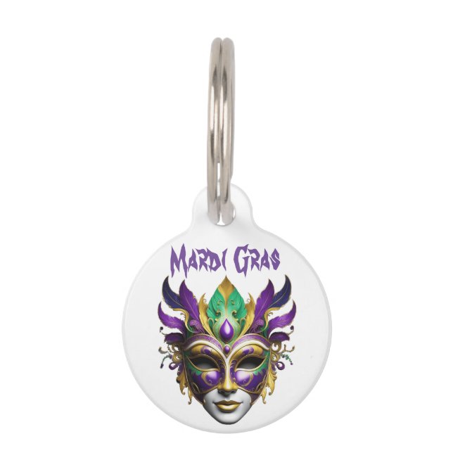 Placa Para Mascotas Mardi Gras Mask Thunder_Cove (Anverso)