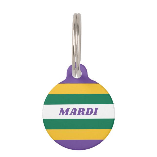 PLACA PARA MASCOTAS MARDI GRAS STRIPE (Anverso)