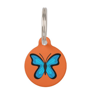Placa Para Mascotas Mariposa Azul Agregar Nombre