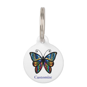 Placa Para Mascotas Mariposa Colorida Thunder_Cove