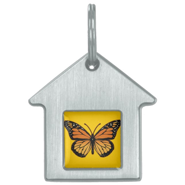 Placa Para Mascotas Mariposa de monarca (Frente)