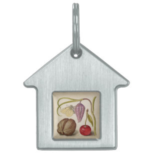 Placa Para Mascotas Mariposa Flor de nuez de nuez de flores de cerezo