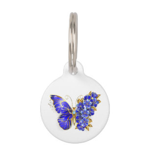 Placa Para Mascotas Mariposa Flor Zafiro