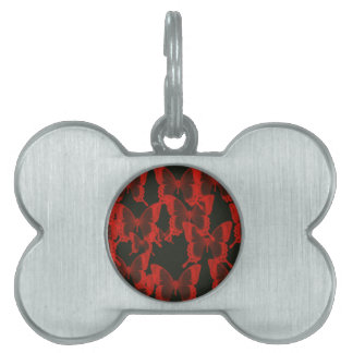 Placa Para Mascotas mariposa roja de fondo de noche oscura