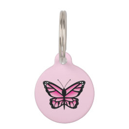Placa Para Mascotas Mariposa rosa
