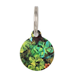 Placa Para Mascotas Mariposa y flor Rodilius Pet Tag