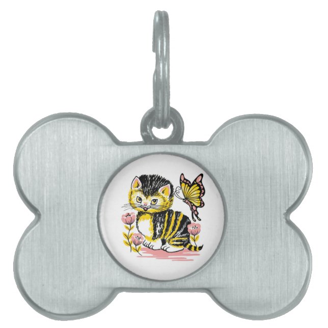 Placa Para Mascotas Mariposa y gatitos (Frente)