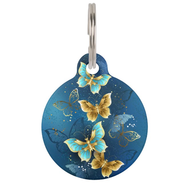 Placa Para Mascotas Mariposas doradas (Anverso)