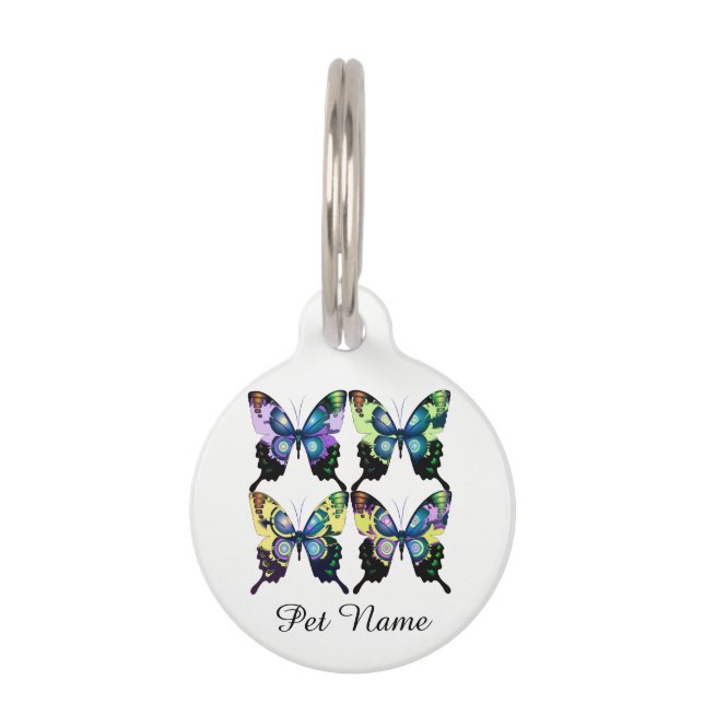 Placa Para Mascotas Mariposas Elegantes De Estilo Moderno Popular (Anverso)