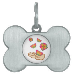 Placa Para Mascotas Mariposas y flores