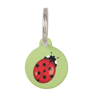 Placa Para Mascotas Mariquita De Dibujos Animados Linda En Verde Con L