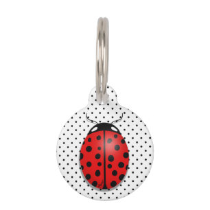 Placa Para Mascotas Mariquitas en rojo