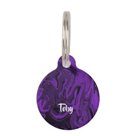 Placa Para Mascotas Mármol morado y negro pulido