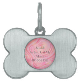Placa Para Mascotas Mármol rosa y dorado personalizado