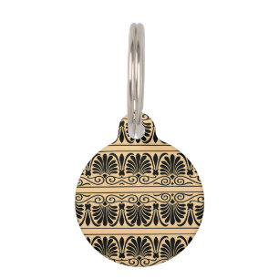 Placa Para Mascotas Marrón del patrón árabe del Mediterráneo griego