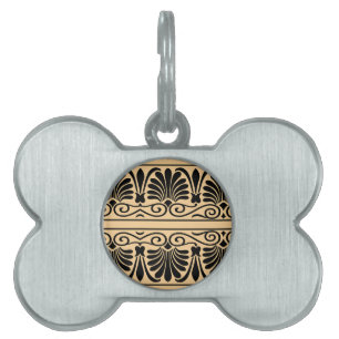 Placa Para Mascotas Marrón del patrón árabe del Mediterráneo griego