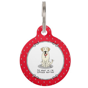 Placa Para Mascotas Marrón Mimado Amarillo Lab Labrador Retriever Dive