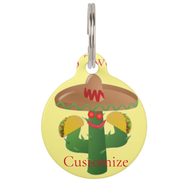 Placa Para Mascotas Martes Taco Saguaro Cactus Thunder_Cove (Anverso)