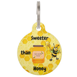 Placa Para Mascotas Más dulce que la miel - Comb de miel de abeja