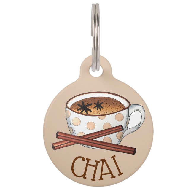 Placa Para Mascotas Masala Chai Teacup India espiando té negro cuppa (Anverso)