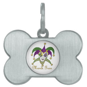 Placa Para Mascotas Máscara colorida del Mardi Gras Jesters