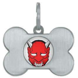 Placa Para Mascotas Mascara de Hannya japonesa roja