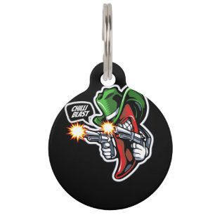 Placa Para Mascotas mascota chile-pimienta-con-arma-ilustracion-pr
