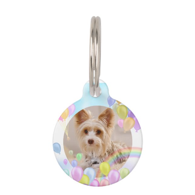 Placa Para Mascotas Mascota de animales de Balloon Pastel (Anverso)