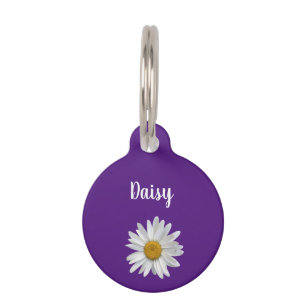 Placa Para Mascotas Mascota de moda White Daisy Cute Purple