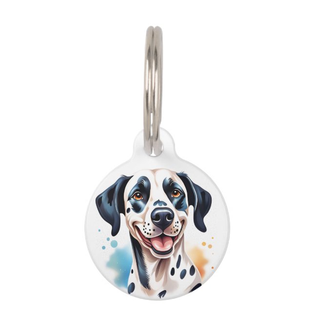 Placa Para Mascotas Mascota de perro de Dalmacia feliz (Anverso)
