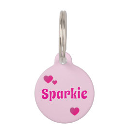 Placa Para Mascotas Mascota de perro gato rosa personalizable linda