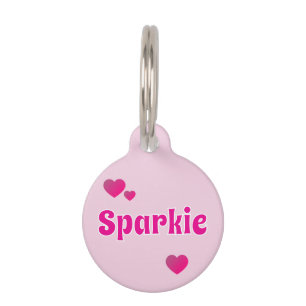 Placa Para Mascotas Mascota de perro gato rosa personalizable linda