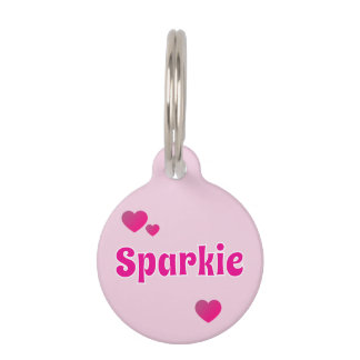 Placa Para Mascotas Mascota de perro gato rosa personalizable linda 