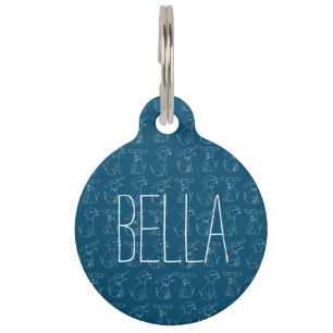 Placa Para Mascotas Mascota de Personalizable de patrón de línea de pe