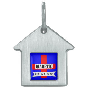 Placa Para Mascotas Mascota de plantilla de nombre de Mascota diabétic