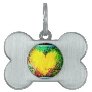 Placa Para Mascotas mascota dorado del corazón