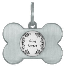 mascota etiqueta hueso portador de anillo floral