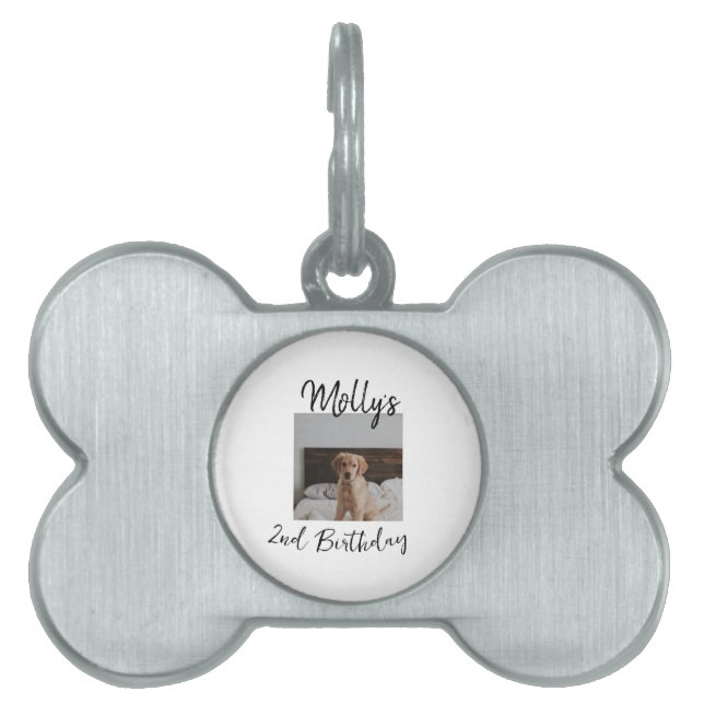 Placa Para Mascotas Mascota gato perro foto de cumpleaños animal simpl (Frente)