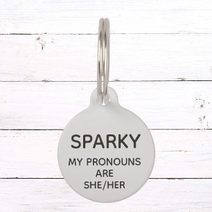 Placa Para Mascotas Mascota Gato Perro Pronouns Personalizar ID Perdid