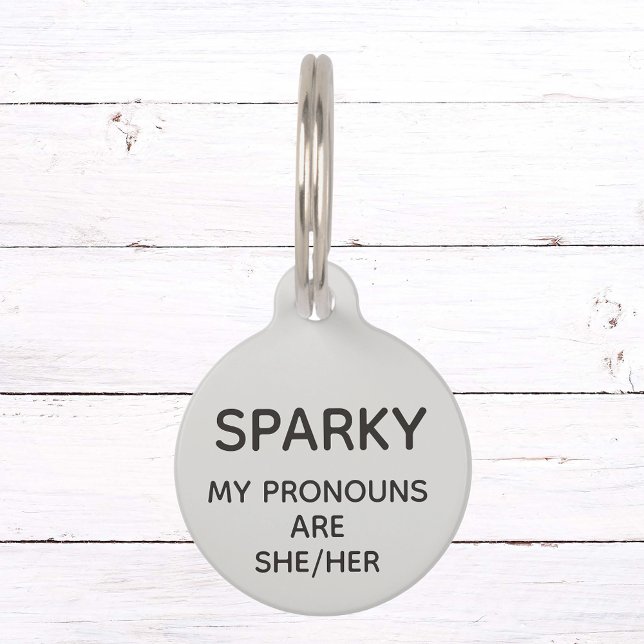 Placa Para Mascotas Mascota Gato Perro Pronouns Personalizar ID Perdid (Subido por el creador)