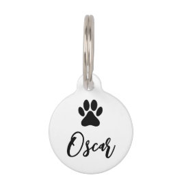 Placa Para Mascotas Mascota negro moderno con número de teléfono