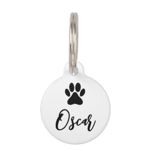 Placa Para Mascotas Mascota negro moderno con número de teléfono