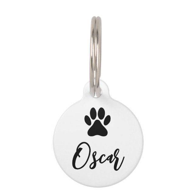 Placa Para Mascotas Mascota negro moderno con número de teléfono (Anverso)